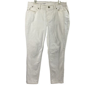 Talbots Slim Ankle Jeans Womens Size 14W Cream Straight Stretch Pockets‎